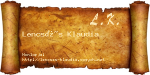 Lencsés Klaudia névjegykártya