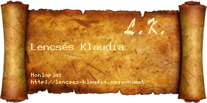 Lencsés Klaudia névjegykártya